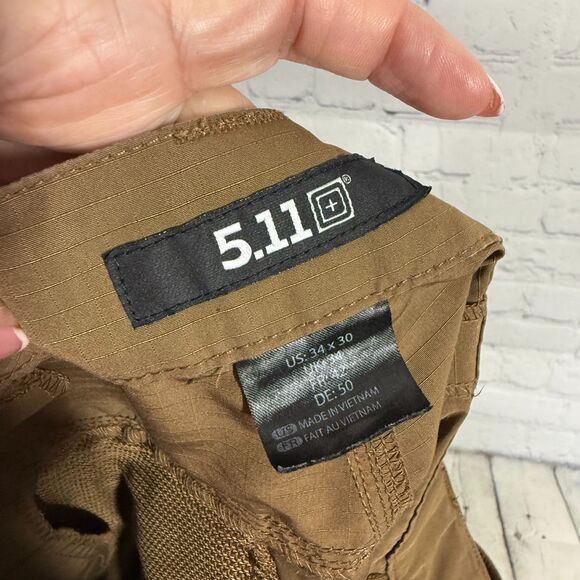 5.11 Tactical Fast-Tac Cargo Pant Men's Size 34X30  Brown Straight 74439 Utility - Picture 3 of 14